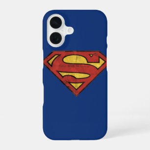 Superman S-Schild   Grunge Zwarte Omlijning Logo iPhone 16 Hoesje