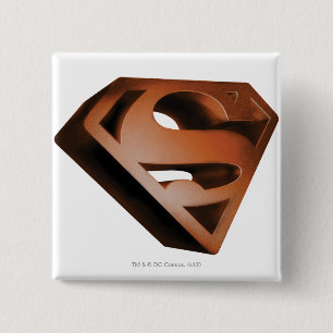 Superman S-Shield 3D Gramachtige Logo Vierkante Button 5,1 Cm