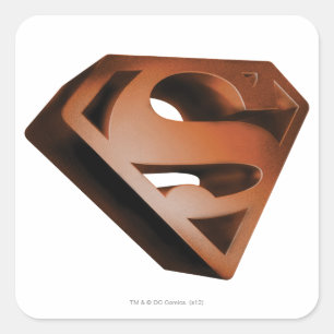 Superman S-Shield   3D Gramachtige Logo Vierkante Sticker