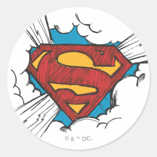 Superman S-Shield Binnen wolken Logo Ronde Sticker