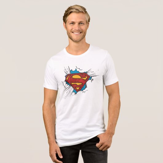 Superman S-Shield | Binnen wolken Logo Tri-Blend Shirt (Voorkant volledig)