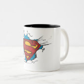 Superman S-Shield | Binnen wolken Logo Tweekleurige Koffiemok (Voorkant rechts)
