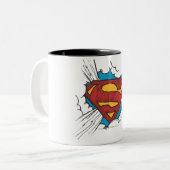 Superman S-Shield | Binnen wolken Logo Tweekleurige Koffiemok (Voorkant links)