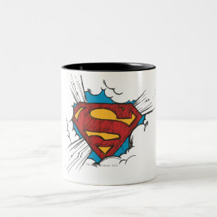 Superman S-Shield   Binnen wolken Logo Tweekleurige Koffiemok