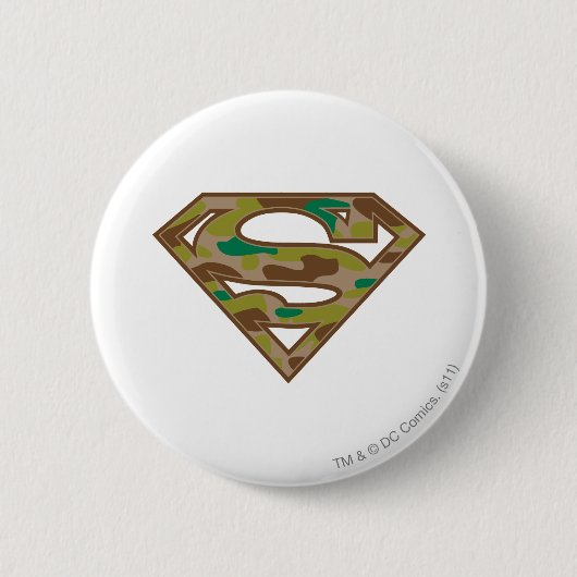 Superman S-Shield | Camouflage Logo Ronde Button 5,7 Cm (Voorkant)