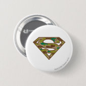 Superman S-Shield | Camouflage Logo Ronde Button 5,7 Cm (Voorkant /achterkant)