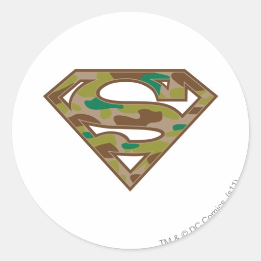 Superman S-Shield | Camouflage Logo Ronde Sticker (Voorkant)