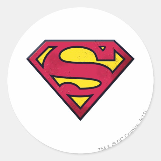 Superman S-Shield | Dirt Logo Ronde Sticker (Voorkant)
