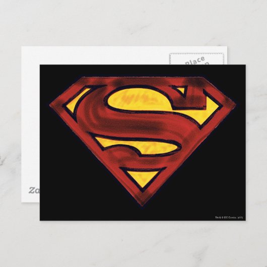 Superman S-Shield | Donkere rode Logo Briefkaart (Voorkant / Achterkant)