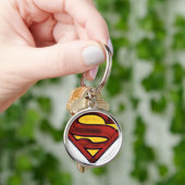 Superman S-Shield | Donkere rode Logo Sleutelhanger (Hand)