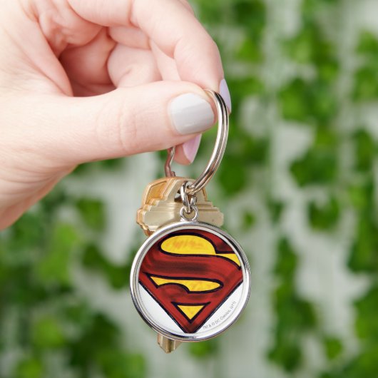 Superman S-Shield | Donkere rode Logo Sleutelhanger (Hand)