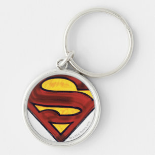 Superman S-Shield Donkere rode Logo Sleutelhanger