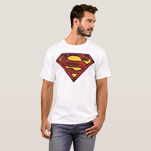 Superman S-Shield | Donkere rode Logo T-shirt (Voorkant volledig)