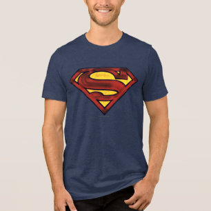 Superman S-Shield  Donkerrode Logo Tri-Blend Shirt