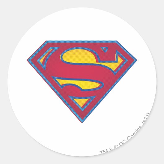 Superman S-Shield | Dot Logo Ronde Sticker (Voorkant)