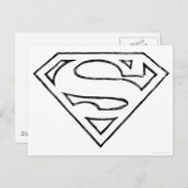 Superman S-Shield | Eenvoudige zwarte omlijning Lo Briefkaart (Voorkant / Achterkant)