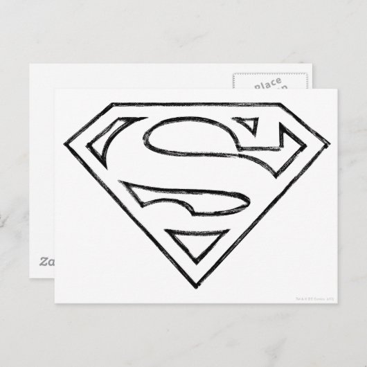 Superman S-Shield | Eenvoudige zwarte omlijning Lo Briefkaart (Voorkant / Achterkant)