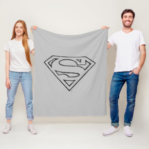 Superman S-Shield   Eenvoudige zwarte omlijning Lo Fleece Deken