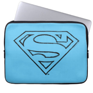 Superman S-Shield   Eenvoudige zwarte omlijning Lo Laptop Sleeve