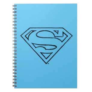 Superman S-Shield   Eenvoudige zwarte omlijning Lo Notitieboek