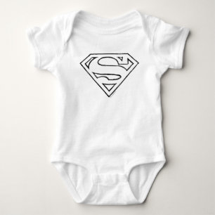 Superman S-Shield   Eenvoudige zwarte omlijning Lo Romper