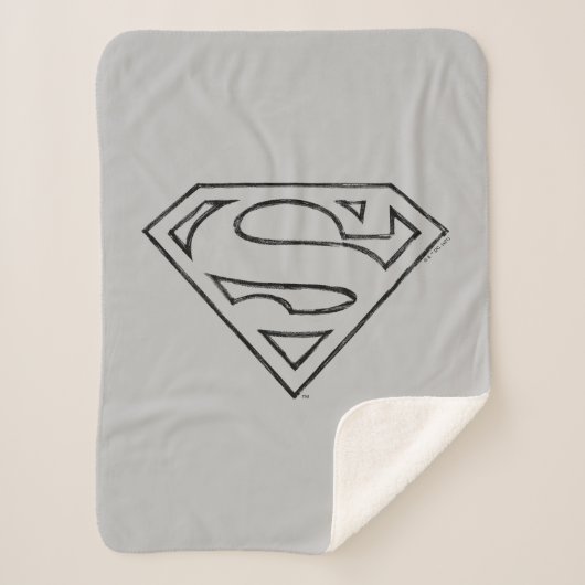 Superman S-Shield | Eenvoudige zwarte omlijning Lo Sherpa Deken (Voorkant)