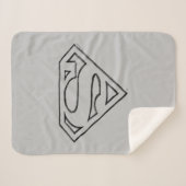 Superman S-Shield | Eenvoudige zwarte omlijning Lo Sherpa Deken (Voorkant (horizontaal))