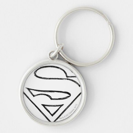 Superman S-Shield | Eenvoudige zwarte omlijning Lo Sleutelhanger (Voorkant)