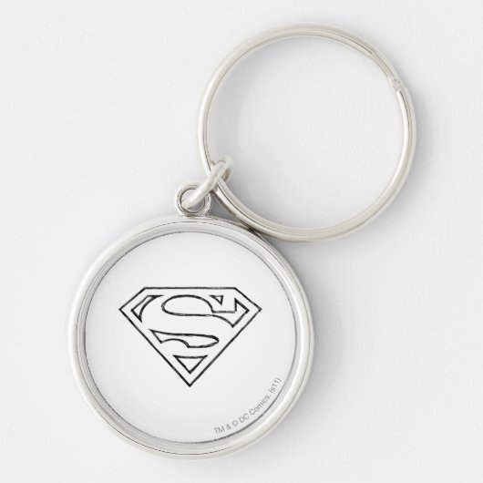 Superman S-Shield | Eenvoudige zwarte omlijning Lo Sleutelhanger (Voorkant)