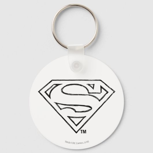 Superman S-Shield | Eenvoudige zwarte omlijning Lo Sleutelhanger (Voorkant)