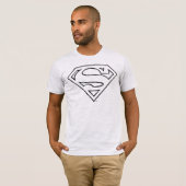 Superman S-Shield | Eenvoudige zwarte omlijning Lo T-shirt (Voorkant volledig)