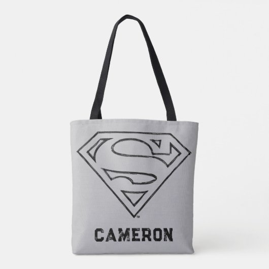 Superman S-Shield | Eenvoudige zwarte omlijning Lo Tote Bag (Achterkant)