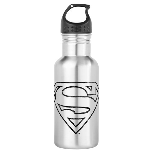Superman S-Shield | Eenvoudige zwarte omlijning Lo Waterfles (Voorkant)