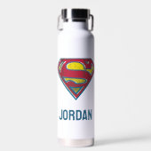 Superman S-Shield | Gedrukte Logo | Jouw namen toe Waterfles (Voorkant)