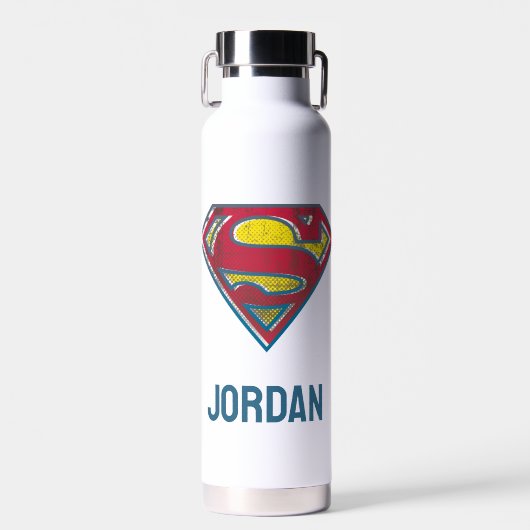 Superman S-Shield | Gedrukte Logo | Jouw namen toe Waterfles (Voorkant)