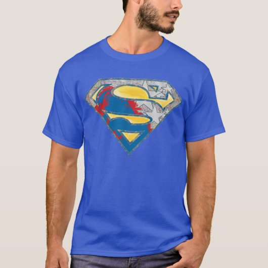 Superman S-Shield | Geel grijs Rood Zwart Mix Logo T-shirt (Voorkant)