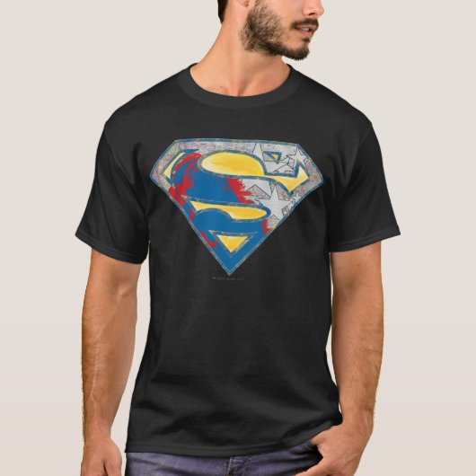 Superman S-Shield | Geel grijs Rood Zwart Mix Logo T-shirt (Voorkant)