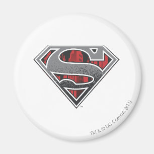 Superman S-Shield Grijs en Rode Stad Logo Magneet