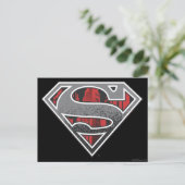 Superman S-Shield | Grijze en rode Logo Briefkaart (Staand voorkant)