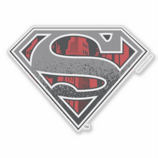Superman S-Shield | Grijze en rode Logo Sticker (Voorkant)