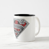 Superman S-Shield | Grijze en rode Logo Tweekleurige Koffiemok (Voorkant rechts)