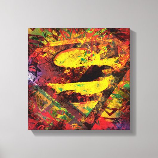 Superman S-Shield | Grunge Logo Canvas Afdruk (Voorkant)