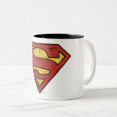 Superman S-Shield | Grunge Logo Tweekleurige Koffiemok (Voorkant rechts)