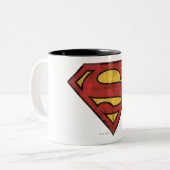 Superman S-Shield | Grunge Logo Tweekleurige Koffiemok (Voorkant links)