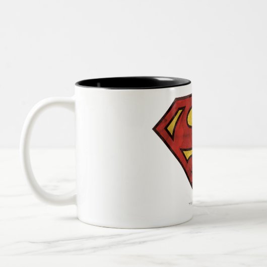 Superman S-Shield | Grunge Logo Tweekleurige Koffiemok (Links)