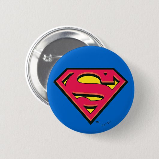 Superman S-Shield | Klassieke Logo Ronde Button 5,7 Cm (Voorkant /achterkant)