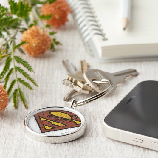 Superman S-Shield | Krantenpapier Logo Sleutelhanger (Zijkant)
