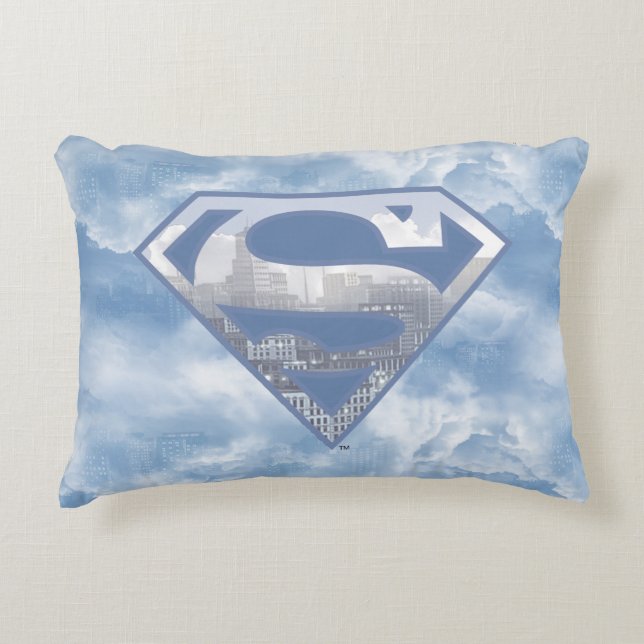 Superman S-Shield | Light Blue City Logo Accent Kussen (Voorkant)