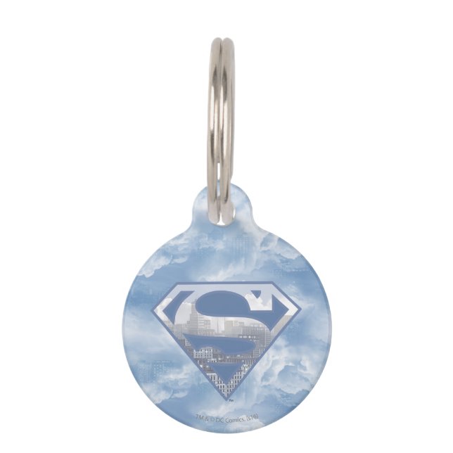Superman S-Shield | Light Blue City Logo Huisdierpenning (Voorkant)