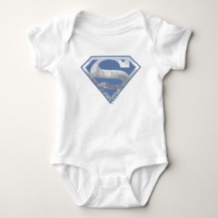 Superman S-Shield   Light Blue City Logo Romper